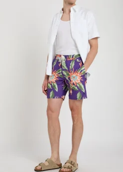 Floral-print shell swim shorts
