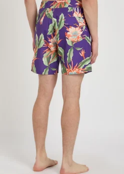 Floral-print shell swim shorts