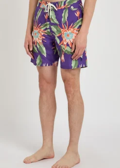 Floral-print shell swim shorts