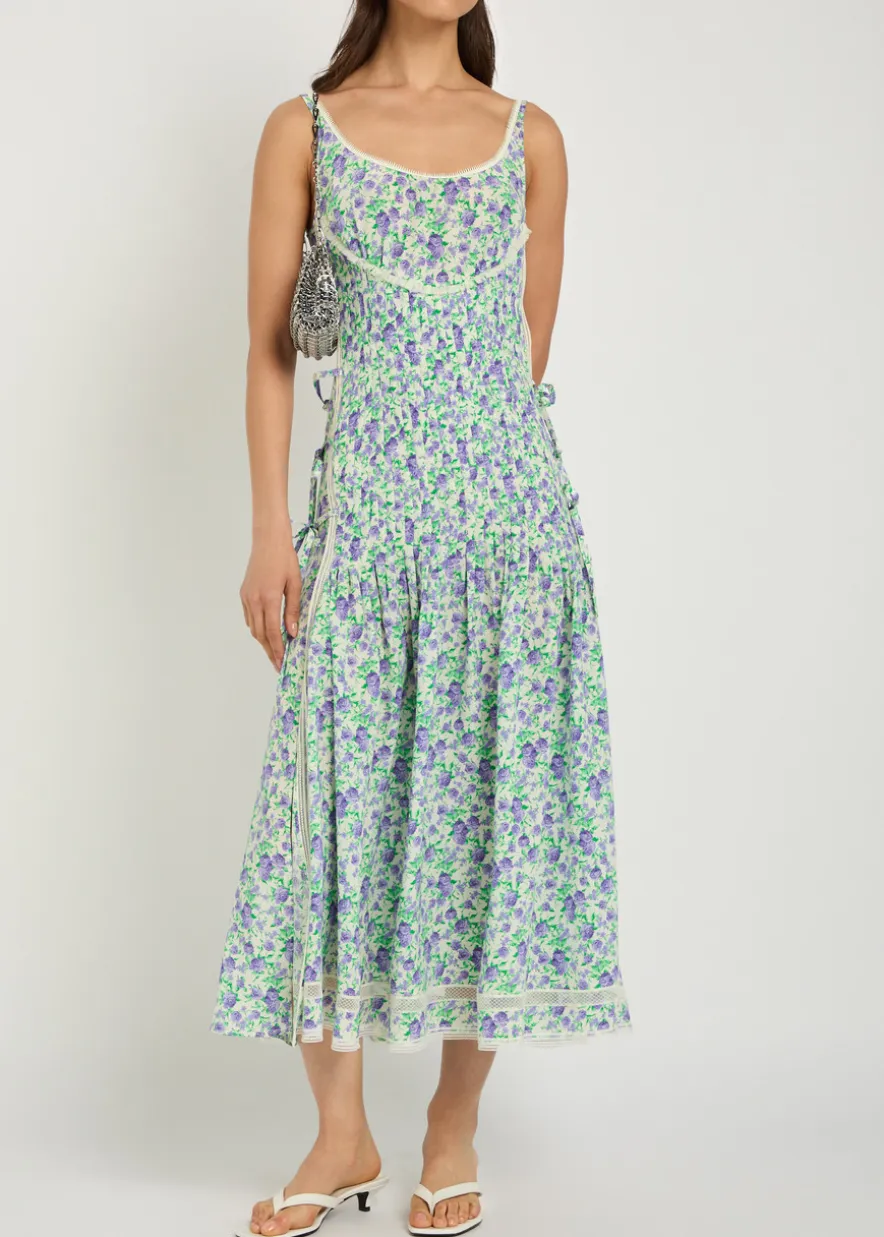 Floral-print silk-chiffon midi dress