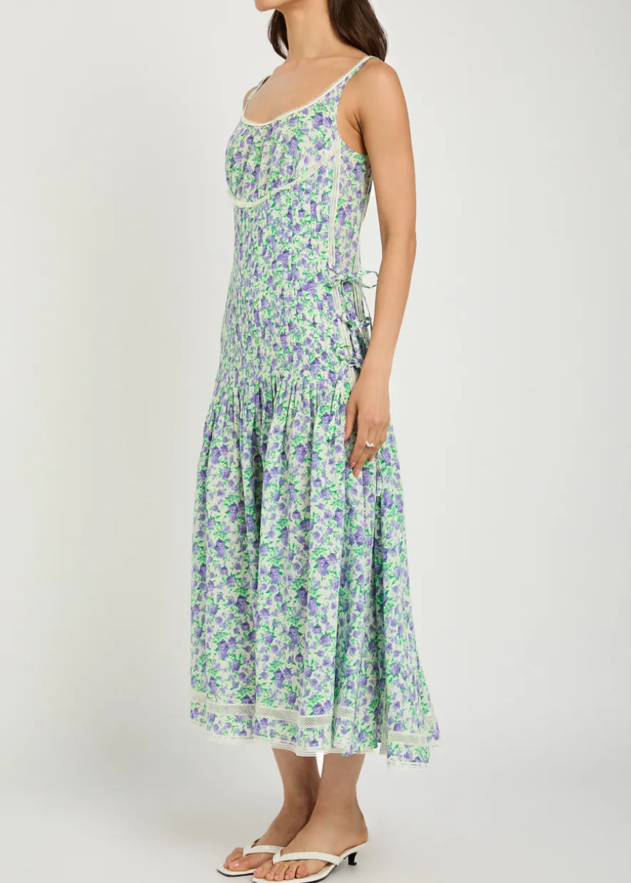 Floral-print silk-chiffon midi dress