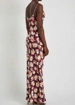Floral-print silk maxi dress