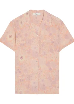 Floral-print silk shirt