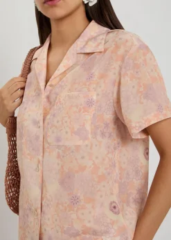 Floral-print silk shirt
