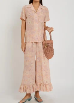 Floral-print silk shirt