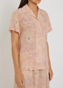 Floral-print silk shirt