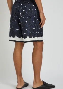 Floral-print silk shorts