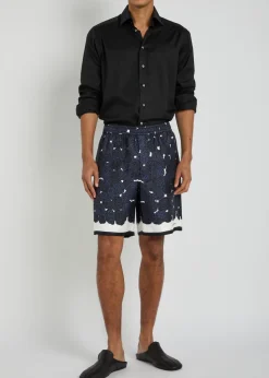 Floral-print silk shorts