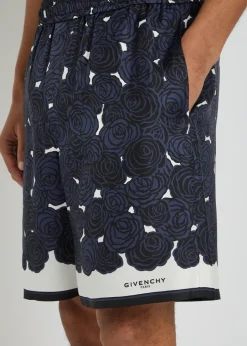 Floral-print silk shorts