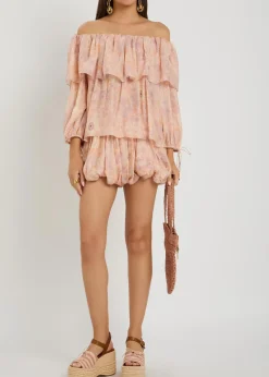 Floral-print silk top