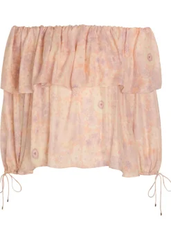 Floral-print silk top