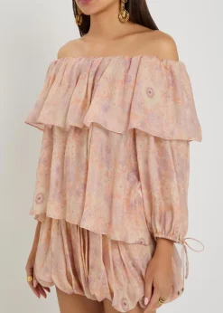 Floral-print silk top