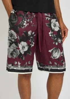 Floral-print silk-twill shorts