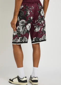 Floral-print silk-twill shorts