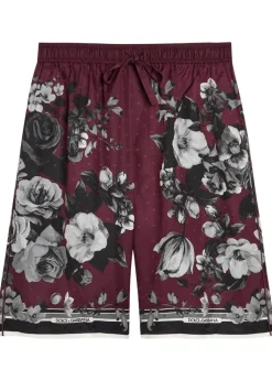 Floral-print silk-twill shorts