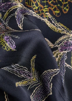 Floral-print straight-leg satin trousers