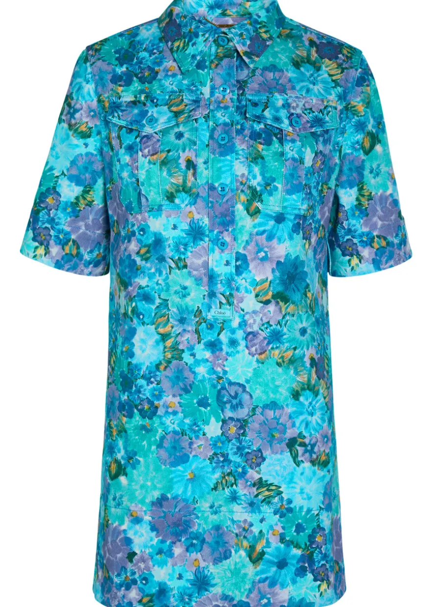 Floral print stretch-cotton dress