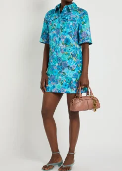 Floral print stretch-cotton dress