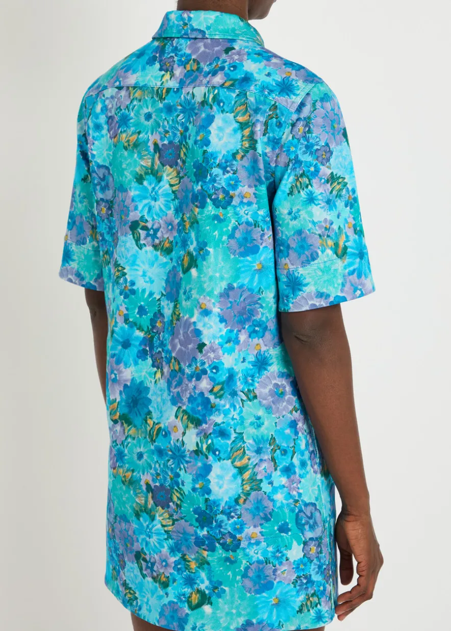 Floral print stretch-cotton dress