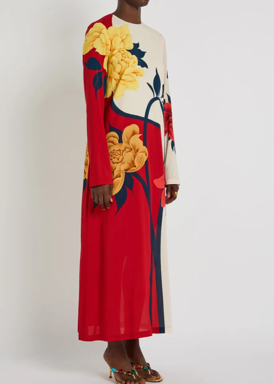 Floral-print stretch-crepe midi dress