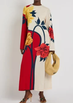 Floral-print stretch-crepe midi dress