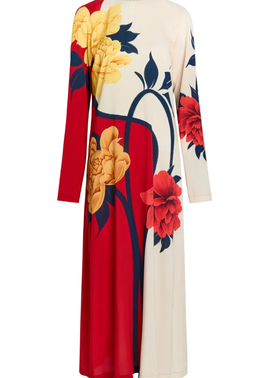 Floral-print stretch-crepe midi dress