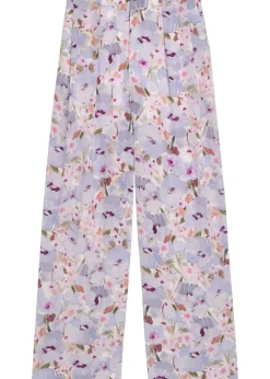 Floral-print wide-leg silk trousers