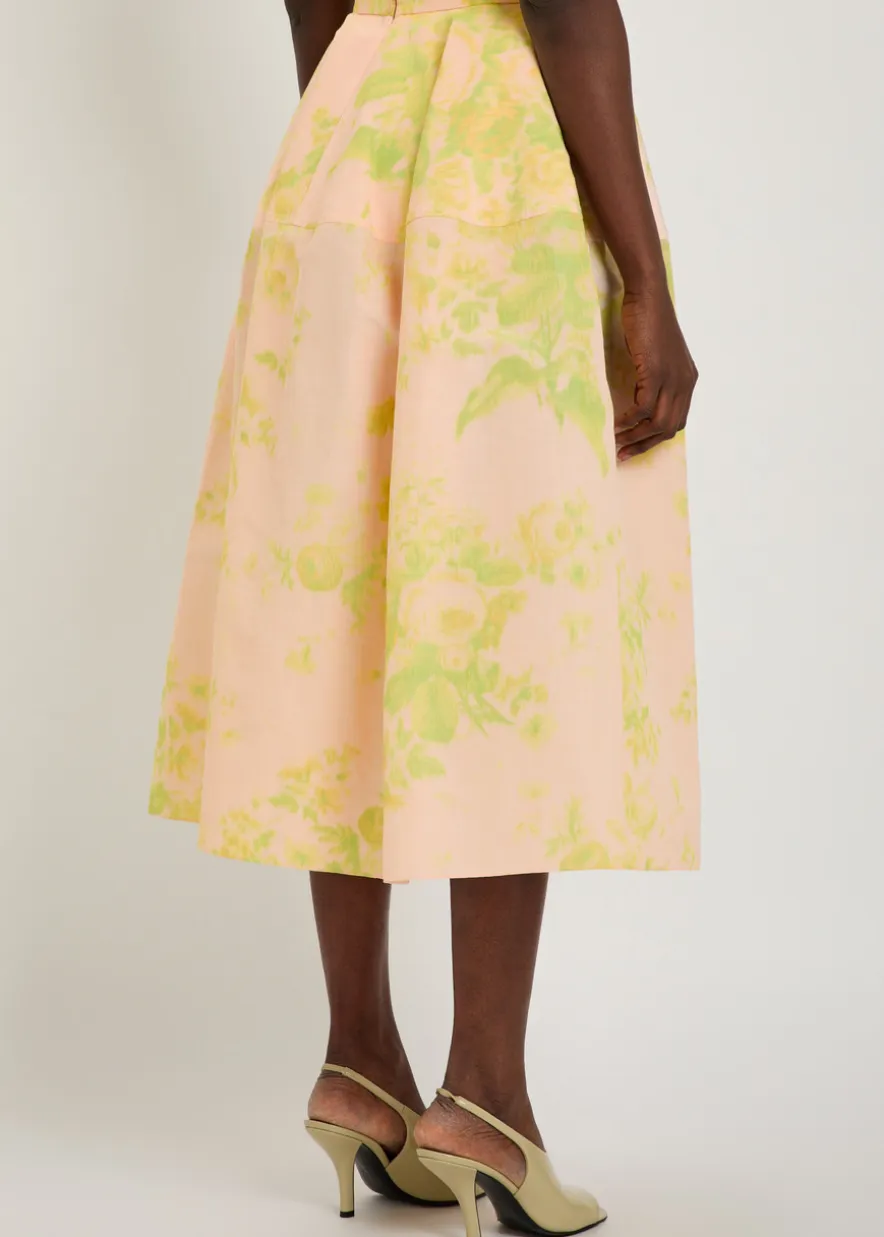 Floral-print woven midi skirt