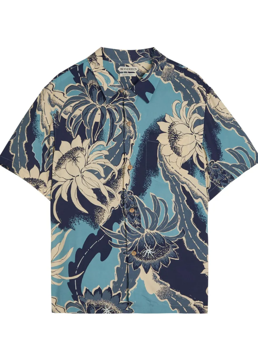 Floral-print woven shirt