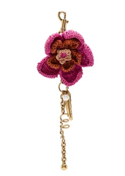 Floral raffia and metal key chain