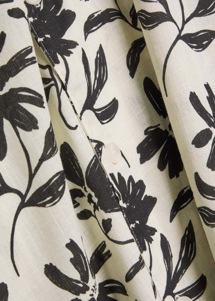 Floral rayon and linen-blend shirt