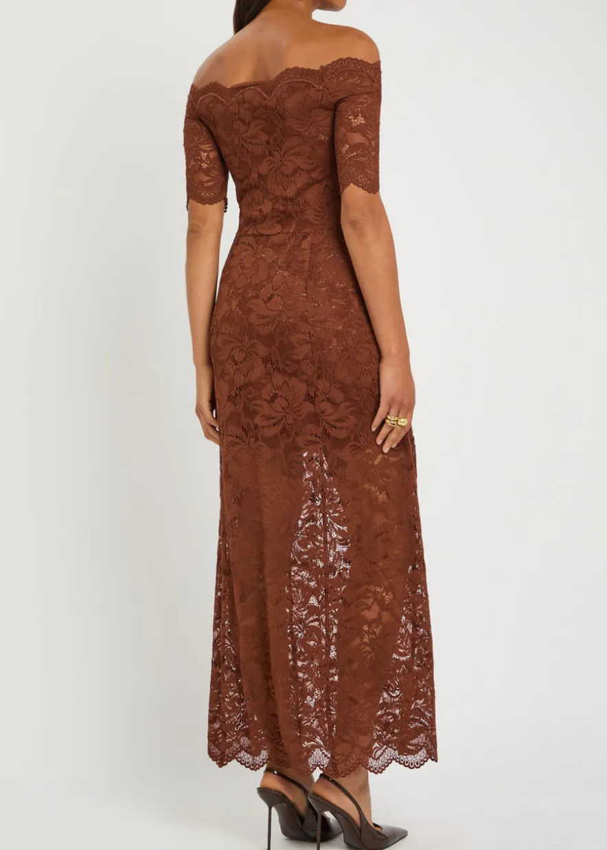 Floral stretch-guipure lace midi dress