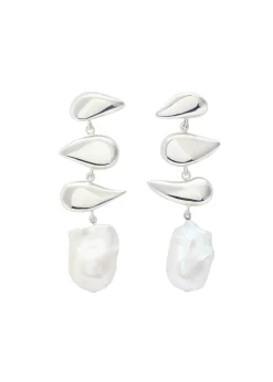 Flora pearl-embellished sterling silver drop earrings
