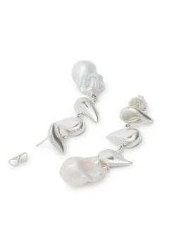 Flora pearl-embellished sterling silver drop earrings