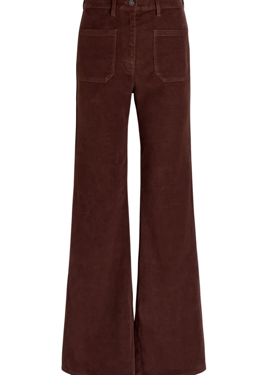 Florence flared-leg brushed stretch-cotton trousers