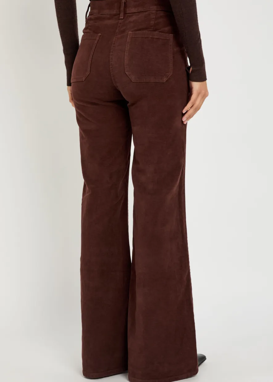 Florence flared-leg brushed stretch-cotton trousers