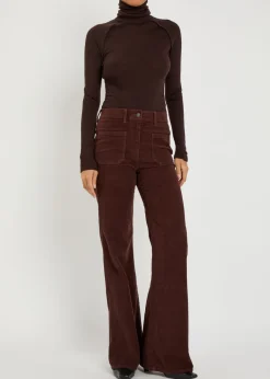 Florence flared-leg brushed stretch-cotton trousers