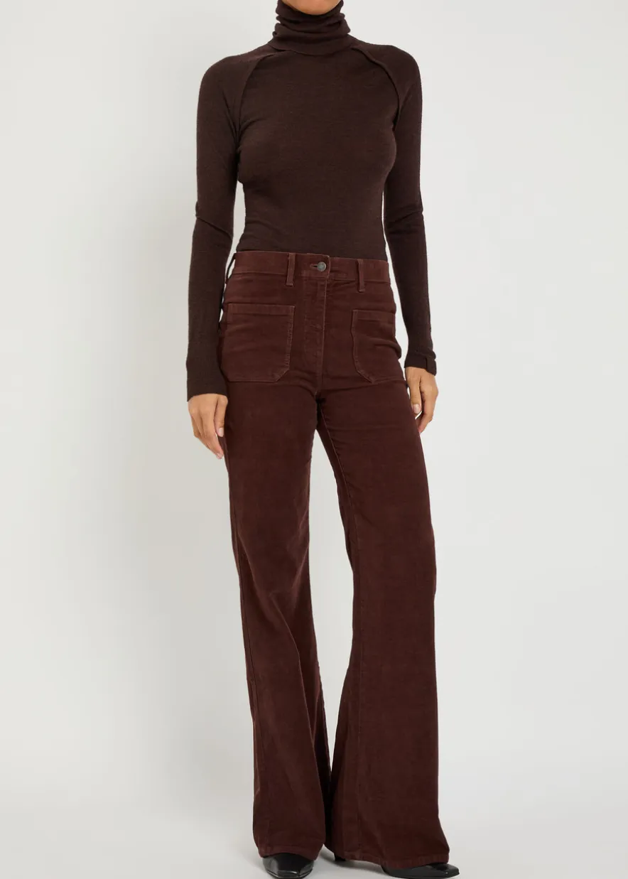 Florence flared-leg brushed stretch-cotton trousers