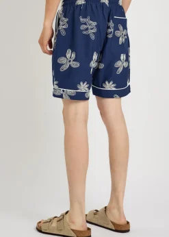 Flores floral-embroidered cotton shorts