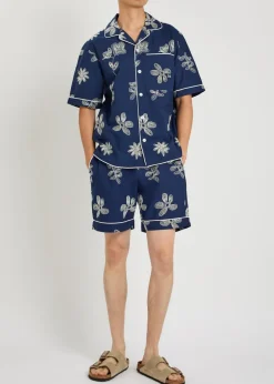 Flores floral-embroidered cotton shorts