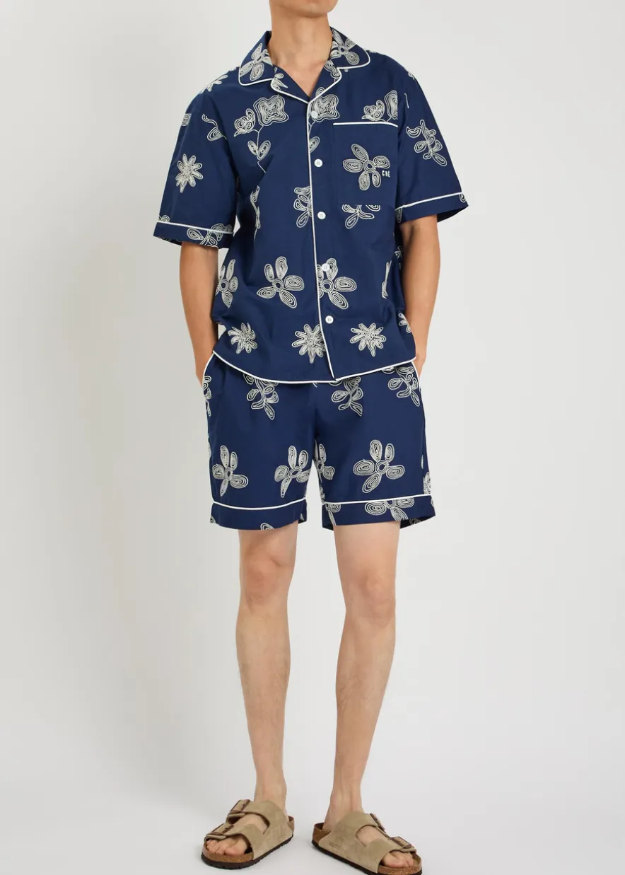 Flores floral-embroidered cotton shorts