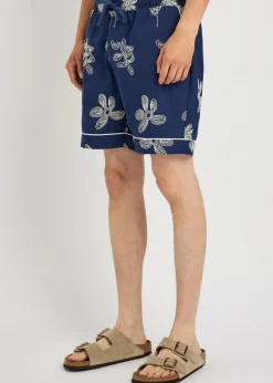 Flores floral-embroidered cotton shorts
