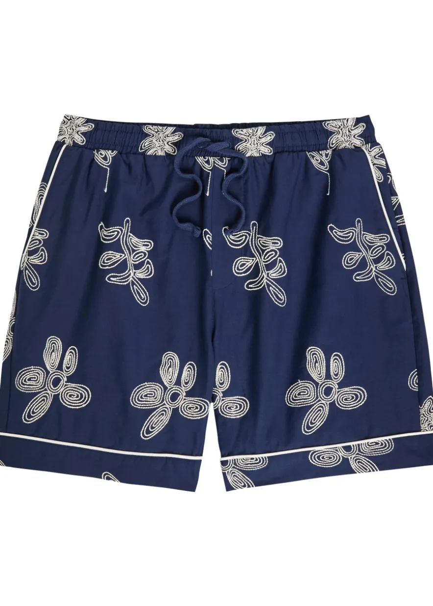 Flores floral-embroidered cotton shorts