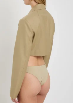 Florina blazer-effect wool-blend bodysuit