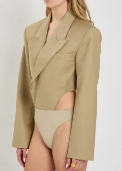 Florina blazer-effect wool-blend bodysuit