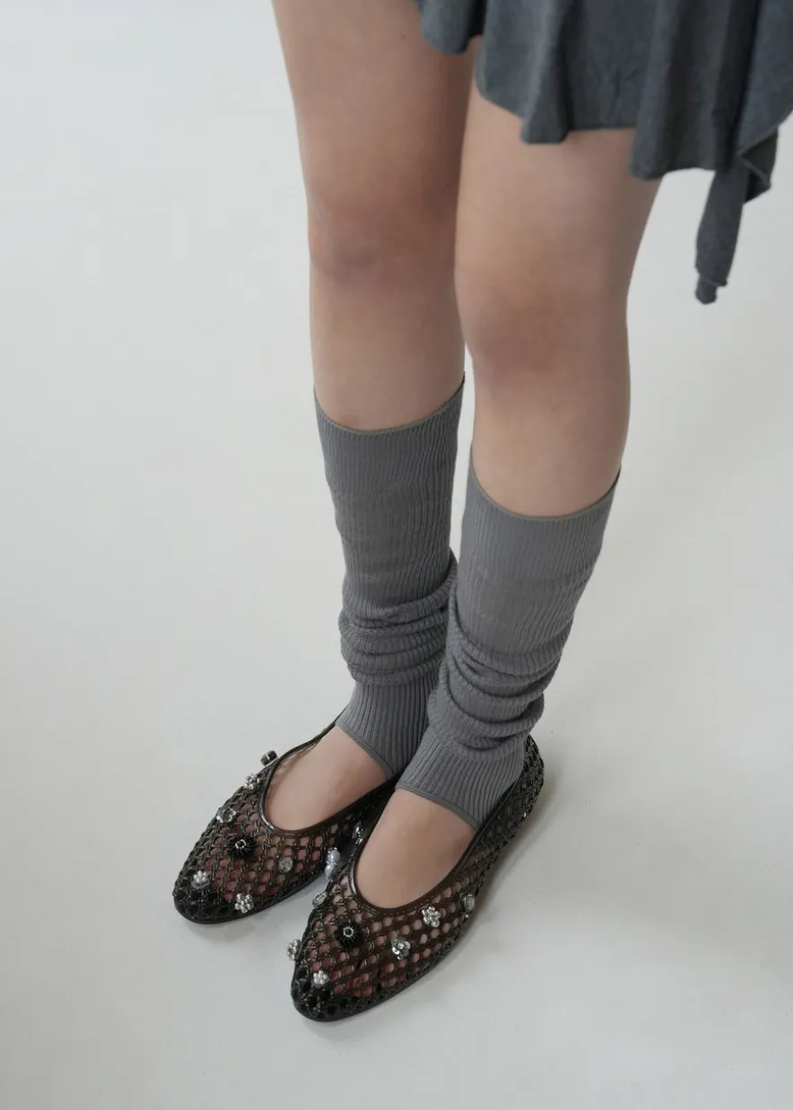 Flower-embellished jelly ballet flats