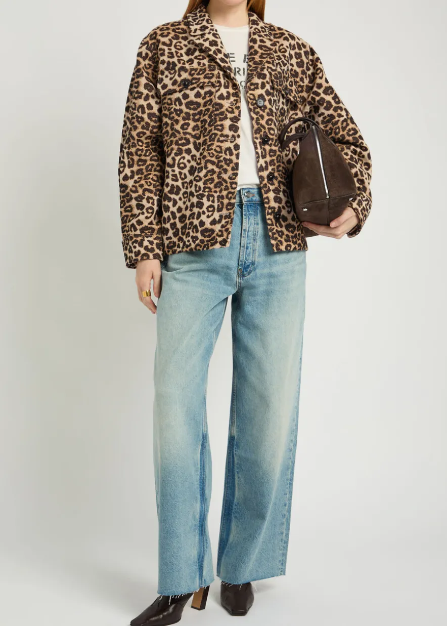 Flynn leopard cotton-blend jacket
