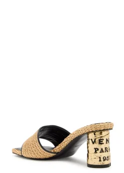 65 foil-effect heel raffia mules