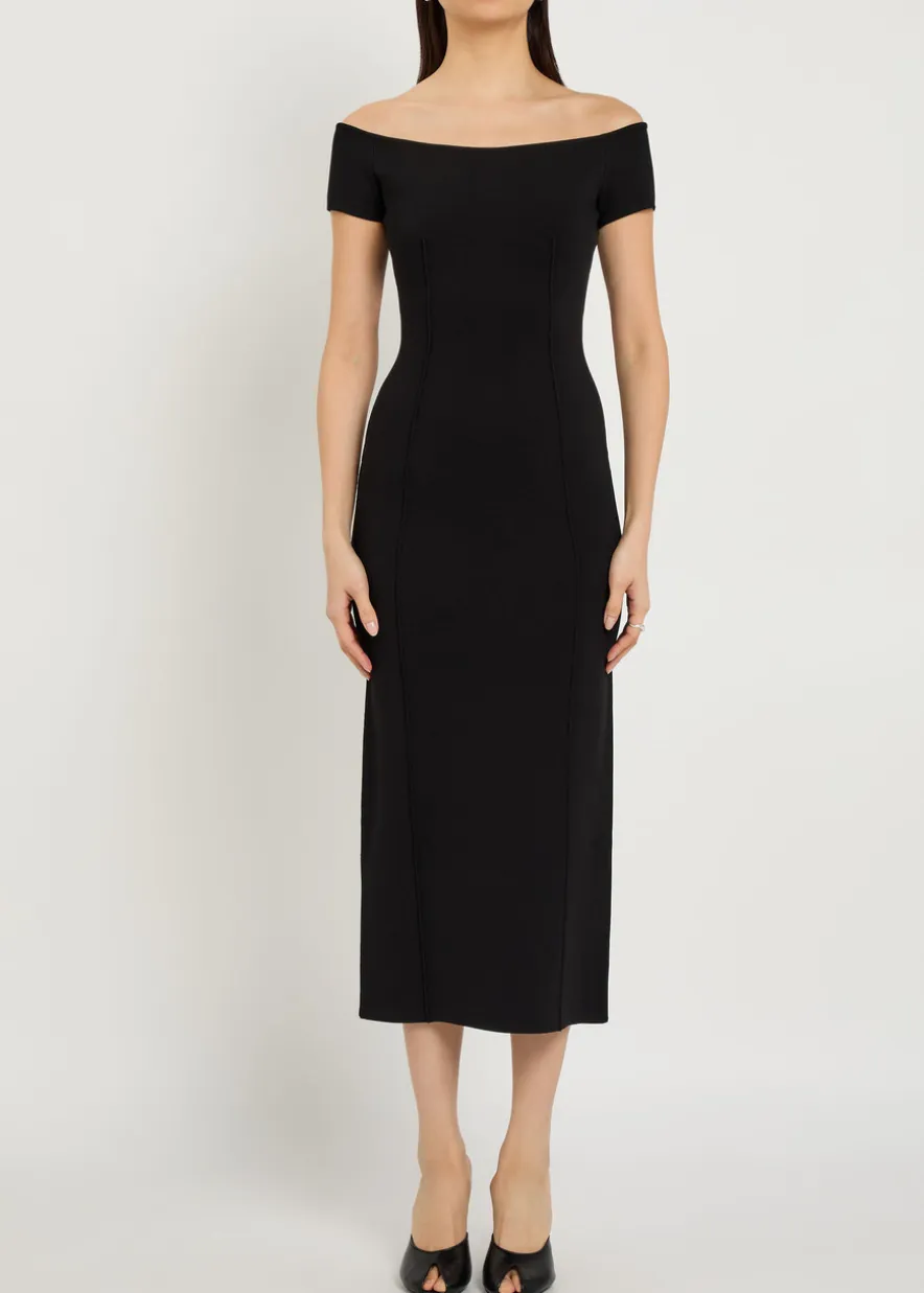 Foin pintuck stretch-knit midi dress