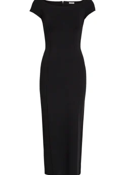 Foin pintuck stretch-knit midi dress